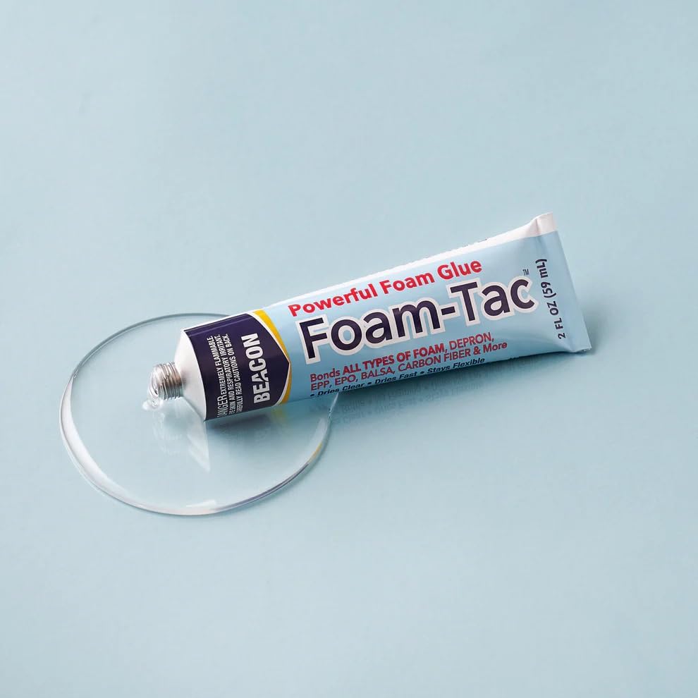 Beacon Foam Tac Powerful Glue   Fast Drying  Waterproof  Ideal for Foam  Plastics  Balsa Wood  and Carbon Fiber   Perfect for RC Builders  2 Ounce