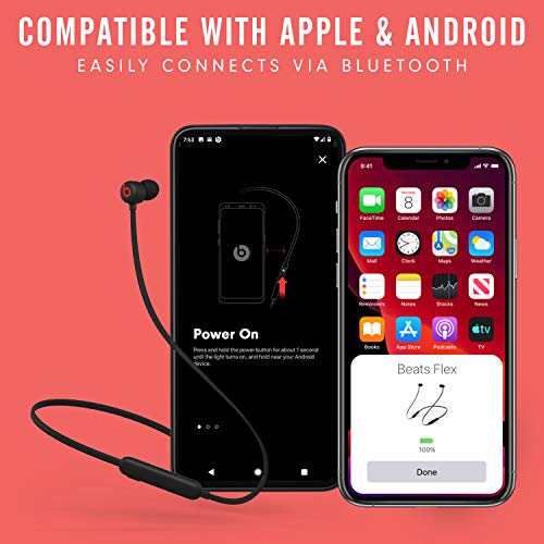 Beats Flex Wireless Earbuds   Apple W1 Headphone Chip  Magnetic Earphones  Class 1 Bluetooth  12 Hours of Listening Time  Built in Microphone   Black