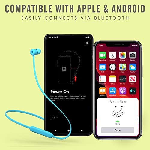 Beats Flex Wireless Earbuds   Apple W1 Headphone Chip  Magnetic Earphones  Class 1 Bluetooth  12 Hours of Listening Time  Built in Microphone   Flame Blue