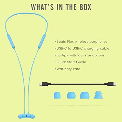 Beats Flex Wireless Earbuds   Apple W1 Headphone Chip  Magnetic Earphones  Class 1 Bluetooth  12 Hours of Listening Time  Built in Microphone   Flame Blue