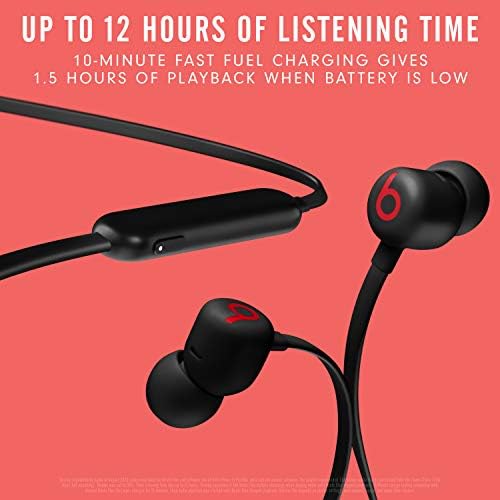 Beats Flex Wireless Earbuds   Apple W1 Headphone Chip  Magnetic Earphones  Class 1 Bluetooth  12 Hours of Listening Time  Built in Microphone   Black