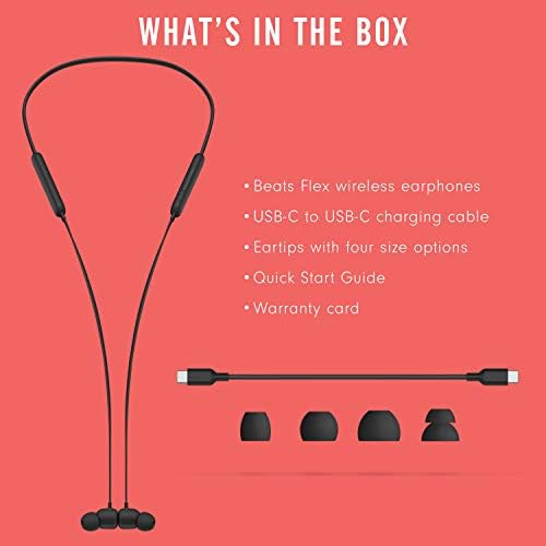 Beats Flex Wireless Earbuds   Apple W1 Headphone Chip  Magnetic Earphones  Class 1 Bluetooth  12 Hours of Listening Time  Built in Microphone   Black
