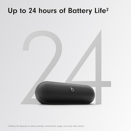 Beats Pill   Portable Bluetooth Speaker   Up to 24H Battery Life  Water Resistant  Bluetooth  Apple & Android Compatible  Seriously Loud Sound for Home  Outdoor and Travel   Matte Black