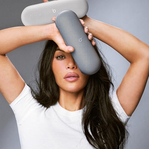 Beats Pill x Kim Kardashian   Wireless Bluetooth Speaker and Portable Charger via USB C   Up to 24 Hours Battery Life  IP67 Water Resistant  Apple & Android Compatible  Built in Mic   Light Gray