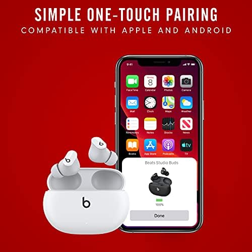 Beats Studio Buds   True Wireless Noise Cancelling Earbuds   Compatible with Apple & Android  Built in Microphone  IPX4 Rating  Sweat Resistant Earphones  Class 1 Bluetooth Headphones   White