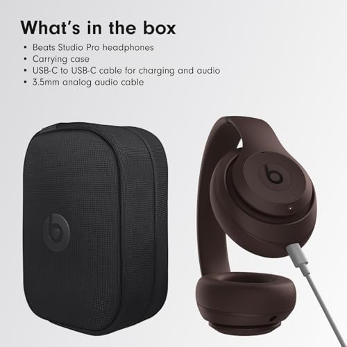 Beats Studio Pro   Premium Wireless Over Ear Headphones  Up to 40 Hour Battery Life  Active Noise Cancelling  USB C Lossless Audio  Apple & Android Compatible   Deep Brown