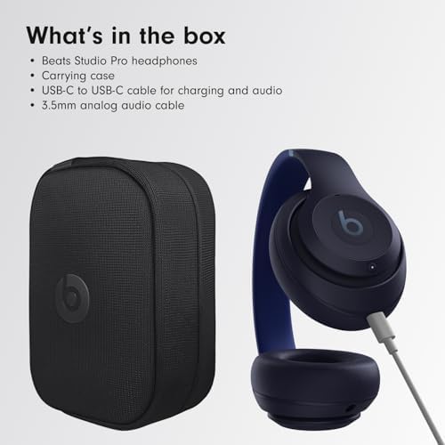 Beats Studio Pro   Premium Wireless Over Ear Headphones  Up to 40 Hour Battery Life  Active Noise Cancelling  USB C Lossless Audio  Apple & Android Compatible   Navy