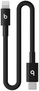 Beats USB C to Lightning Woven Cable Fast Charging Durable/Tangle Free Compatible Charger for Apple Devices w Lightning Ports  20 cm  8 in    Bolt Black