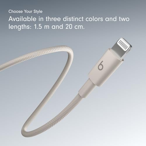 Beats USB C to Lightning Woven Cable Fast Charging Durable/Tangle Free Compatible Charger for Apple Devices w Lightning Ports  20 cm  8 in    Bolt Black