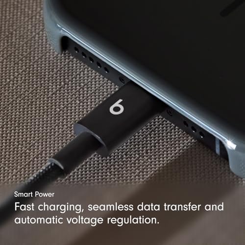 Beats USB C to Lightning Woven Cable Fast Charging Durable/Tangle Free Compatible Charger for Apple Devices w Lightning Ports  20 cm  8 in    Bolt Black