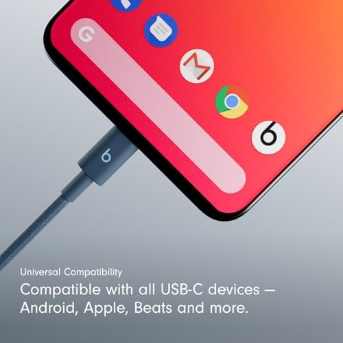 Beats USB C to Lightning Woven Cable Fast Charging Durable/Tangle Free Compatible Charger for Apple Devices w Lightning Ports  20 cm  8 in    Bolt Black