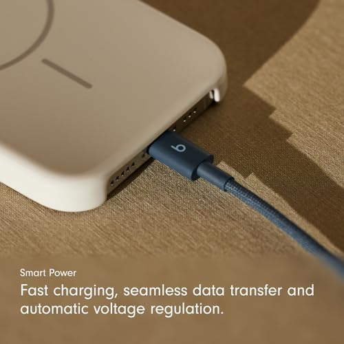 Beats USB C to Lightning Woven Cable Fast Charging Durable/Tangle Free Compatible Charger for Apple Devices w Lightning Ports  20 cm  8 in    Bolt Black