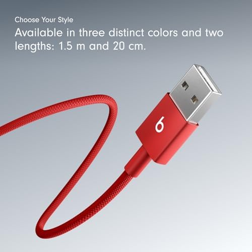 Beats USB C to Lightning Woven Cable Fast Charging Durable/Tangle Free Compatible Charger for Apple Devices w Lightning Ports  20 cm  8 in    Bolt Black