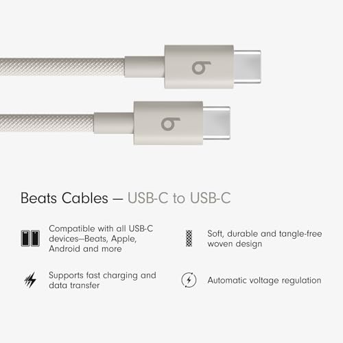 Beats USB C to Lightning Woven Cable Fast Charging Durable/Tangle Free Compatible Charger for Apple Devices w Lightning Ports  20 cm  8 in    Bolt Black