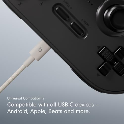 Beats USB C to Lightning Woven Cable Fast Charging Durable/Tangle Free Compatible Charger for Apple Devices w Lightning Ports  20 cm  8 in    Bolt Black