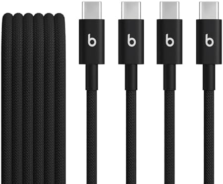 Beats USB C to Lightning Woven Cable Fast Charging Durable/Tangle Free Compatible Charger for Apple Devices w Lightning Ports  20 cm  8 in    Bolt Black