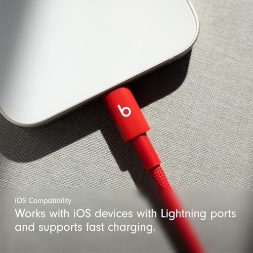 Beats USB C to Lightning Woven Cable Fast Charging Durable/Tangle Free Compatible Charger for Apple Devices w Lightning Ports  20 cm  8 in    Bolt Black