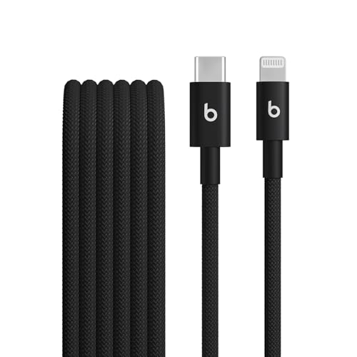 Beats USB C to Lightning Woven Cable Fast Charging Durable/Tangle Free Compatible Charger for Apple Devices w Lightning Ports  1 5 m  5 ft    Bolt Black