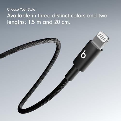 Beats USB C to Lightning Woven Cable Fast Charging Durable/Tangle Free Compatible Charger for Apple Devices w Lightning Ports  1 5 m  5 ft    Bolt Black