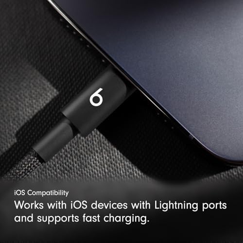 Beats USB C to Lightning Woven Cable Fast Charging Durable/Tangle Free Compatible Charger for Apple Devices w Lightning Ports  1 5 m  5 ft    Bolt Black