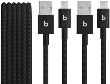 Beats USB C to Lightning Woven Cable Fast Charging Durable/Tangle Free Compatible Charger for Apple Devices w Lightning Ports  1 5 m  5 ft    Bolt Black