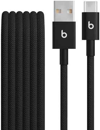 Beats USB C to Lightning Woven Cable Fast Charging Durable/Tangle Free Compatible Charger for Apple Devices w Lightning Ports  1 5 m  5 ft    Bolt Black