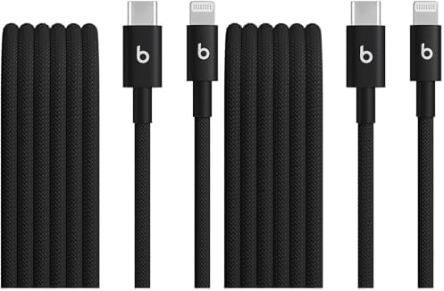 Beats USB C to Lightning Woven Cable Fast Charging Durable/Tangle Free Compatible Charger for Apple Devices w Lightning Ports  1 5 m  5 ft    Bolt Black