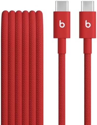 Beats USB C to USB C Woven Cable Fast Charging Durable/Tangle Free Compatible Charger for Apple & Android Devices  1 5 m  5 ft    Rapid Red