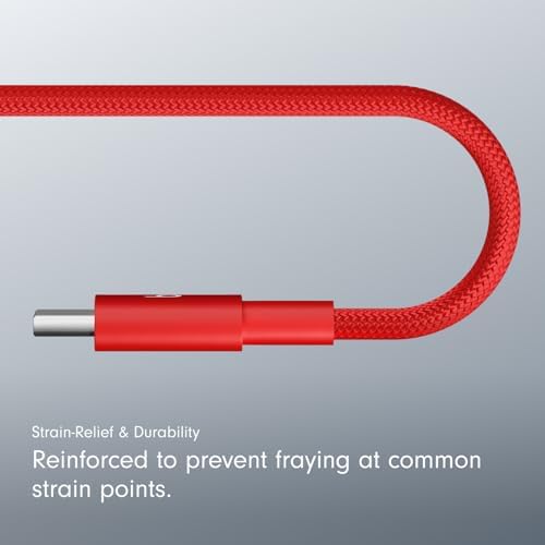 Beats USB C to USB C Woven Cable Fast Charging Durable/Tangle Free Compatible Charger for Apple & Android Devices  1 5 m  5 ft    Rapid Red