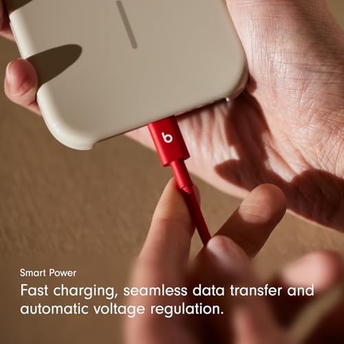 Beats USB C to USB C Woven Cable Fast Charging Durable/Tangle Free Compatible Charger for Apple & Android Devices  1 5 m  5 ft    Rapid Red