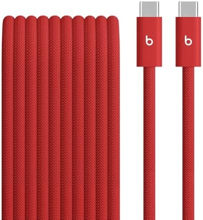 Beats USB C to USB C Woven Cable Fast Charging Durable/Tangle Free Compatible Charger for Apple & Android Devices  1 5 m  5 ft    Rapid Red