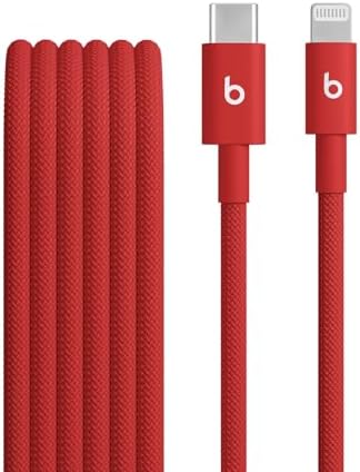 Beats USB C to USB C Woven Cable Fast Charging Durable/Tangle Free Compatible Charger for Apple & Android Devices  1 5 m  5 ft    Rapid Red