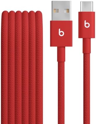 Beats USB C to USB C Woven Cable Fast Charging Durable/Tangle Free Compatible Charger for Apple & Android Devices  1 5 m  5 ft    Rapid Red