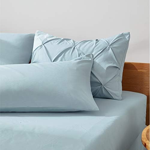 Bedsure Queen Comforter Set Baby Pea Green   Bed in a Bag Queen Size Bedding 7 Pieces  GentleSoft  Pintuck Bed Set Gift for Family  Pinch Pleat All Season Comforter with Sheets  Pillowcases & Shams