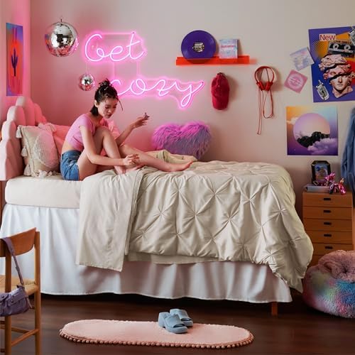 Bedsure Queen Comforter Set Baby Pea Green   Bed in a Bag Queen Size Bedding 7 Pieces  GentleSoft  Pintuck Bed Set Gift for Family  Pinch Pleat All Season Comforter with Sheets  Pillowcases & Shams