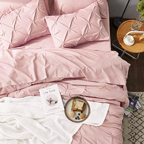 Bedsure Queen Comforter Set Baby Pea Green   Bed in a Bag Queen Size Bedding 7 Pieces  GentleSoft  Pintuck Bed Set Gift for Family  Pinch Pleat All Season Comforter with Sheets  Pillowcases & Shams