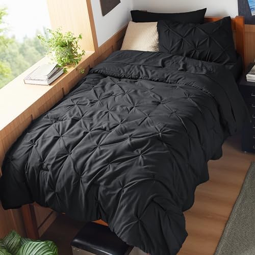 Bedsure Queen Comforter Set Baby Pea Green   Bed in a Bag Queen Size Bedding 7 Pieces  GentleSoft  Pintuck Bed Set Gift for Family  Pinch Pleat All Season Comforter with Sheets  Pillowcases & Shams