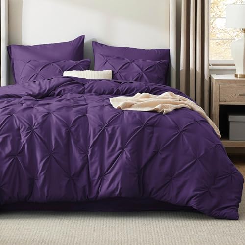 Bedsure Queen Comforter Set Baby Pea Green   Bed in a Bag Queen Size Bedding 7 Pieces  GentleSoft  Pintuck Bed Set Gift for Family  Pinch Pleat All Season Comforter with Sheets  Pillowcases & Shams