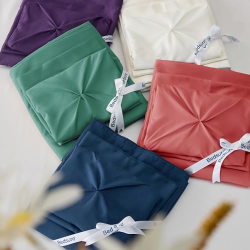 Bedsure Queen Comforter Set Baby Pea Green   Bed in a Bag Queen Size Bedding 7 Pieces  GentleSoft  Pintuck Bed Set Gift for Family  Pinch Pleat All Season Comforter with Sheets  Pillowcases & Shams