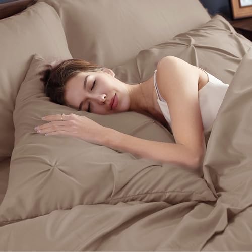 Bedsure Queen Comforter Set Baby Pea Green   Bed in a Bag Queen Size Bedding 7 Pieces  GentleSoft  Pintuck Bed Set Gift for Family  Pinch Pleat All Season Comforter with Sheets  Pillowcases & Shams