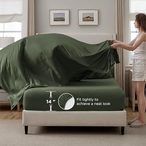 Bedsure Queen Comforter Set Baby Pea Green   Bed in a Bag Queen Size Bedding 7 Pieces  GentleSoft  Pintuck Bed Set Gift for Family  Pinch Pleat All Season Comforter with Sheets  Pillowcases & Shams