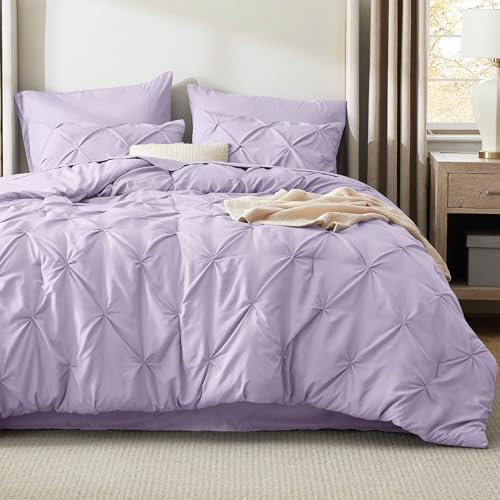 Bedsure Queen Comforter Set Baby Pea Green   Bed in a Bag Queen Size Bedding 7 Pieces  GentleSoft  Pintuck Bed Set Gift for Family  Pinch Pleat All Season Comforter with Sheets  Pillowcases & Shams