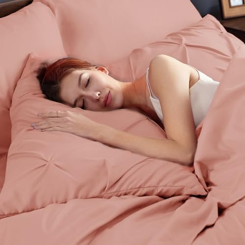 Bedsure Queen Comforter Set Baby Pea Green   Bed in a Bag Queen Size Bedding 7 Pieces  GentleSoft  Pintuck Bed Set Gift for Family  Pinch Pleat All Season Comforter with Sheets  Pillowcases & Shams