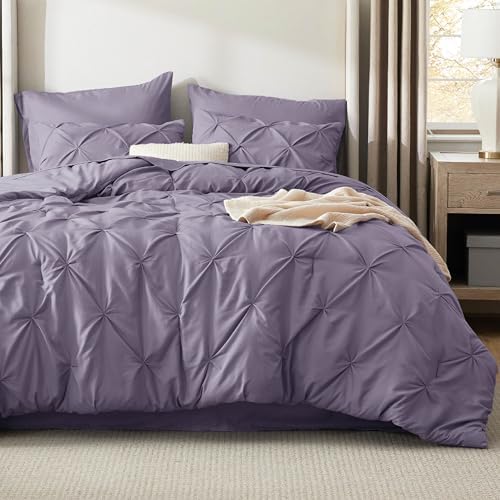 Bedsure Queen Comforter Set Baby Pea Green   Bed in a Bag Queen Size Bedding 7 Pieces  GentleSoft  Pintuck Bed Set Gift for Family  Pinch Pleat All Season Comforter with Sheets  Pillowcases & Shams