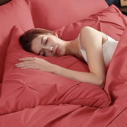 Bedsure Queen Comforter Set Baby Pea Green   Bed in a Bag Queen Size Bedding 7 Pieces  GentleSoft  Pintuck Bed Set Gift for Family  Pinch Pleat All Season Comforter with Sheets  Pillowcases & Shams