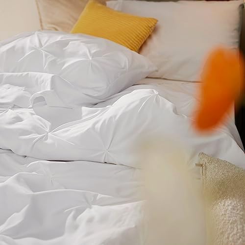 Bedsure Queen Comforter Set Baby Pea Green   Bed in a Bag Queen Size Bedding 7 Pieces  GentleSoft  Pintuck Bed Set Gift for Family  Pinch Pleat All Season Comforter with Sheets  Pillowcases & Shams