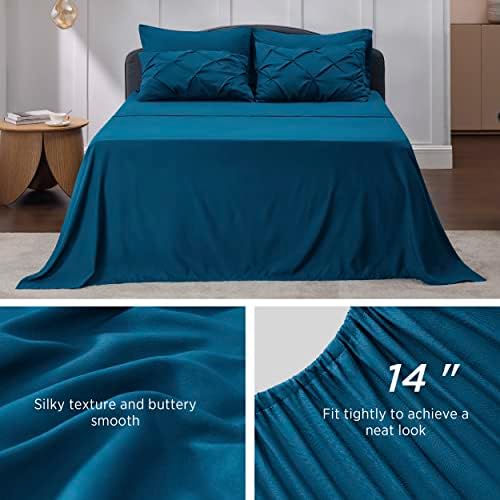 Bedsure Queen Comforter Set Baby Pea Green   Bed in a Bag Queen Size Bedding 7 Pieces  GentleSoft  Pintuck Bed Set Gift for Family  Pinch Pleat All Season Comforter with Sheets  Pillowcases & Shams