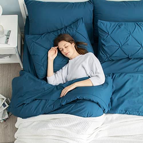 Bedsure Queen Comforter Set Baby Pea Green   Bed in a Bag Queen Size Bedding 7 Pieces  GentleSoft  Pintuck Bed Set Gift for Family  Pinch Pleat All Season Comforter with Sheets  Pillowcases & Shams