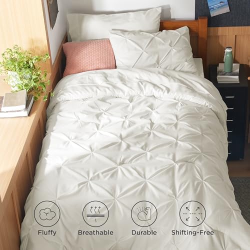 Bedsure Queen Comforter Set Baby Pea Green   Bed in a Bag Queen Size Bedding 7 Pieces  GentleSoft  Pintuck Bed Set Gift for Family  Pinch Pleat All Season Comforter with Sheets  Pillowcases & Shams