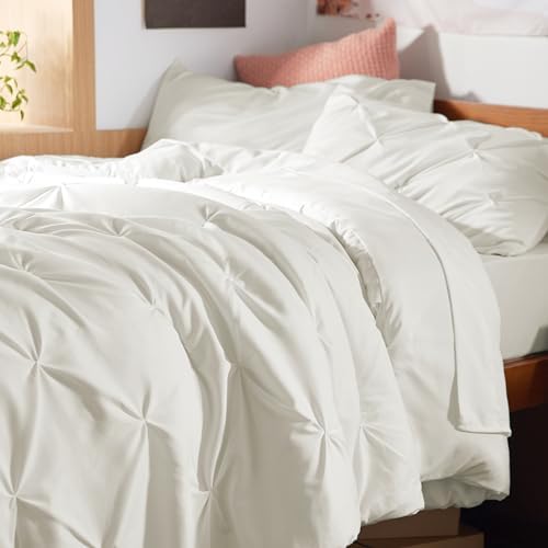 Bedsure Queen Comforter Set Baby Pea Green   Bed in a Bag Queen Size Bedding 7 Pieces  GentleSoft  Pintuck Bed Set Gift for Family  Pinch Pleat All Season Comforter with Sheets  Pillowcases & Shams